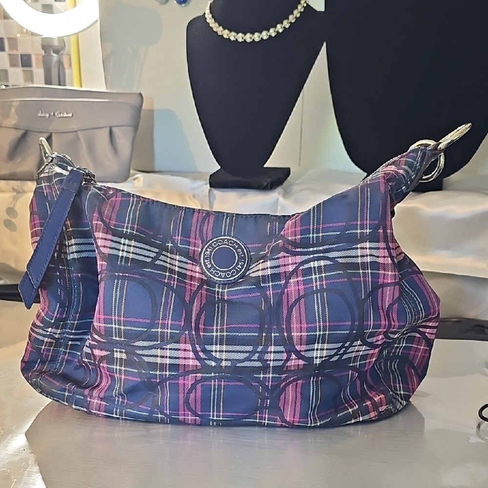 Coach Ashley Tartan Plaid Shoulder Bag